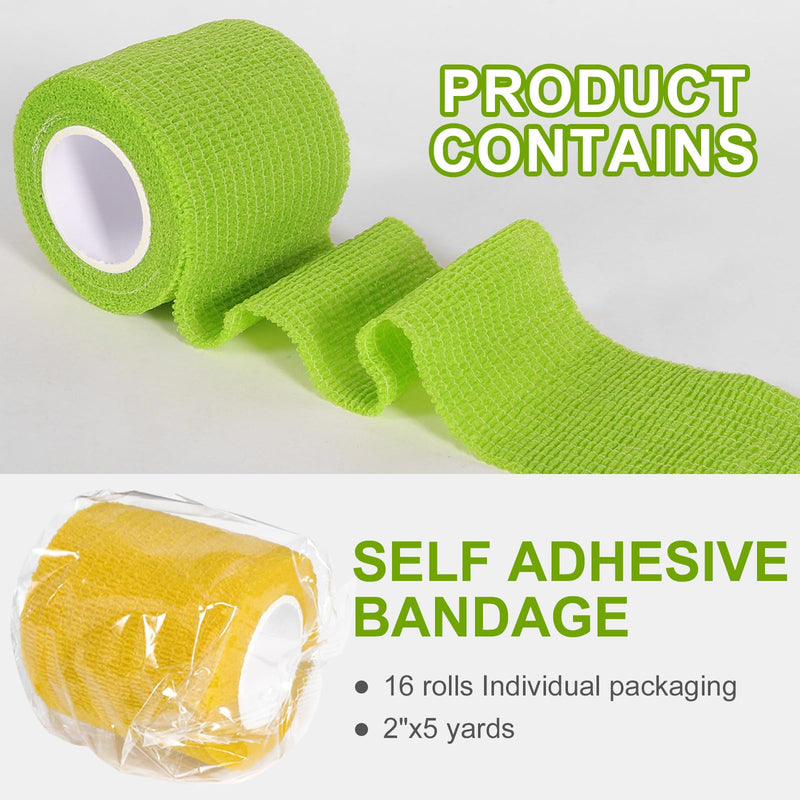 48 Pack Self Adhesive Bandage Wrap, 2” x 5 Yards Cohesive Medical Tape Elastic Grip Tape Black Sports Tape Athletic for Ankle, Wrist Sprains, Pet First Aid (Multi-Color) Multi-color - BeesActive Australia