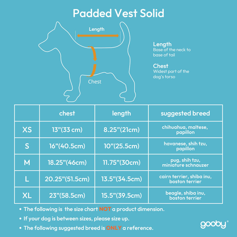 Gooby Padded Vest Dog Jacket - Solid Blue, Medium - Warm Zip Up Dog Vest Fleece Jacket with Dual D Ring Leash - Water Resistant Small Dog Sweater - Dog Clothes for Small Dogs and Medium Dogs Medium Chest (18.25") Blue Solid 1 - BeesActive Australia