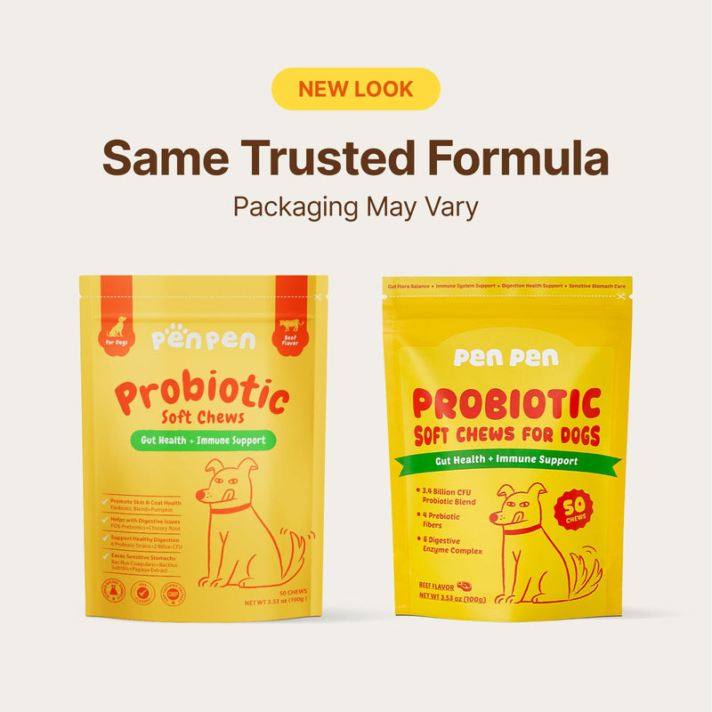PENPEN Probiotics for Dogs, Dogs Probiotics for Digestive Health, Multi-Probiotic and Enzyme Blend Promote Gut Health & Immune Support, Eases Sensitive Stomachs (Beef Chews, 50ct) 50 Chews