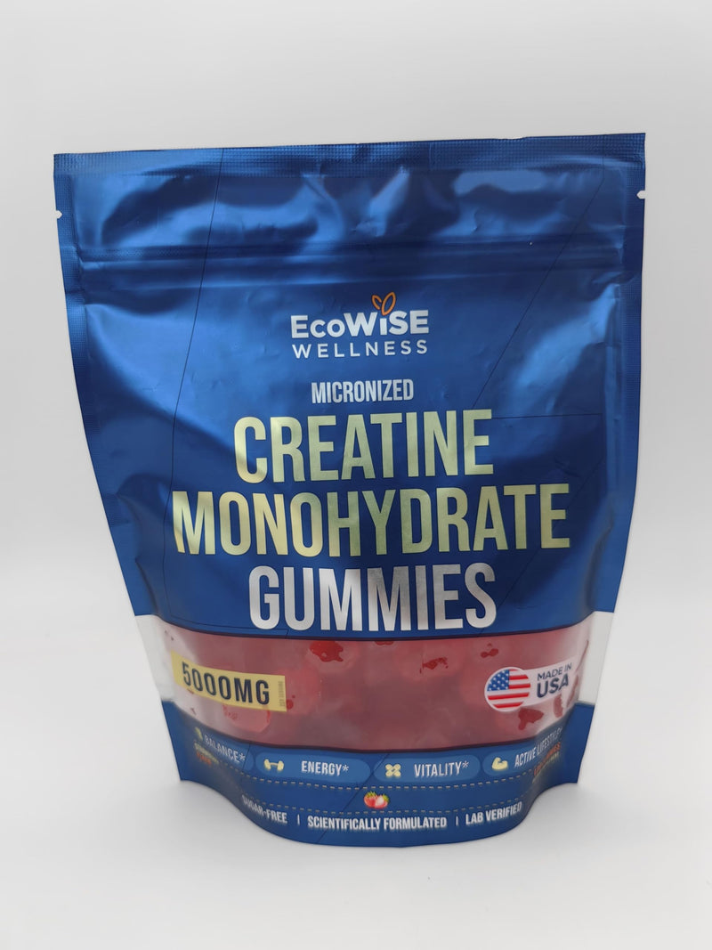 Creatine Monohydrate Gummies 5000 mg, Strawberry Flavor, 120 Sugar-Free Vegan Chews, Creatine Supplement for Daily Routine 120 Count (Pack of 1) Monohydrate - Strawberry - BeesActive Australia