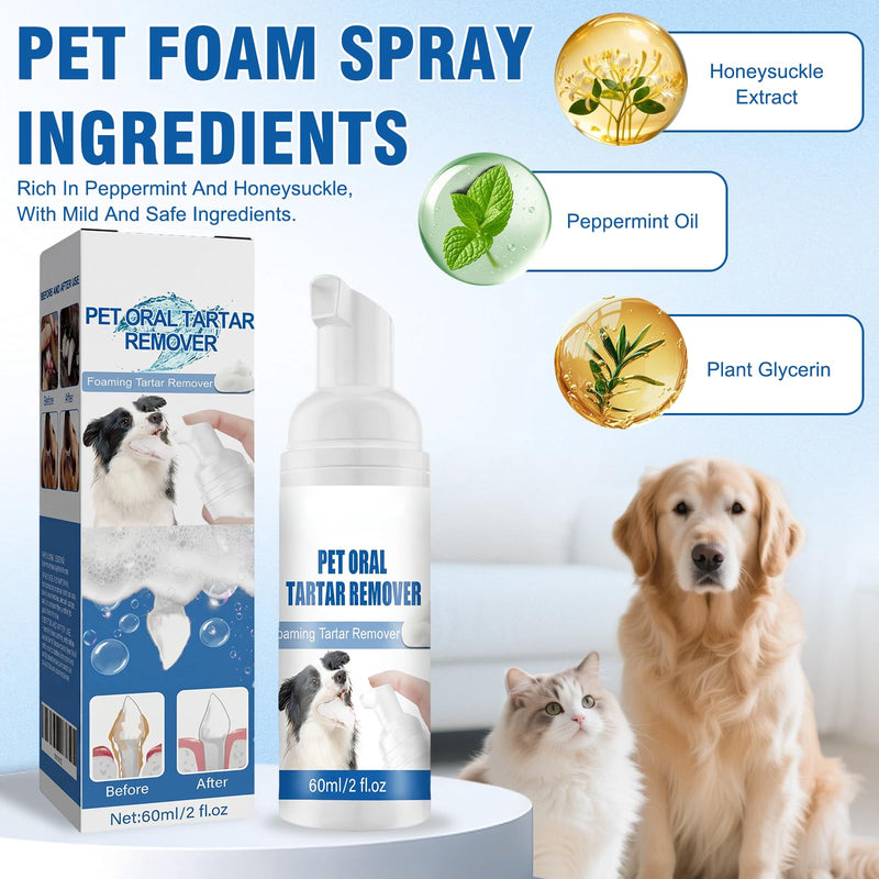 2Pcs Pet Dental Tartar Remover,Oral Spray for Dogs Teeth Cleaning,Pet Dental Foaming Care Spray,Dog Breath Freshener,Support Clean & Teeth and Aid in Daily Oral Use