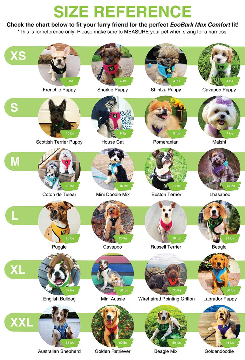 EcoBark Dog Harness - Eco-Friendly Max Comfort Harnesses - Luxurious Soft Mesh Halter - Over The Head Harness Vest- No Pull and No Choke for Small, Toy Breed, and Teacup Dogs (XS, Baby Pink) 1. XS- 4 to 5 lbs - Neck Up to 7.5 in - BeesActive Australia