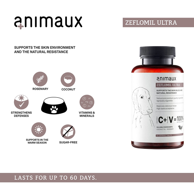 animaux - Zeflomil Ultra for Dogs I Support of The Natural Skin Barrier I Rosemary & Coconut Oil I Vegetable Chewing Tablets