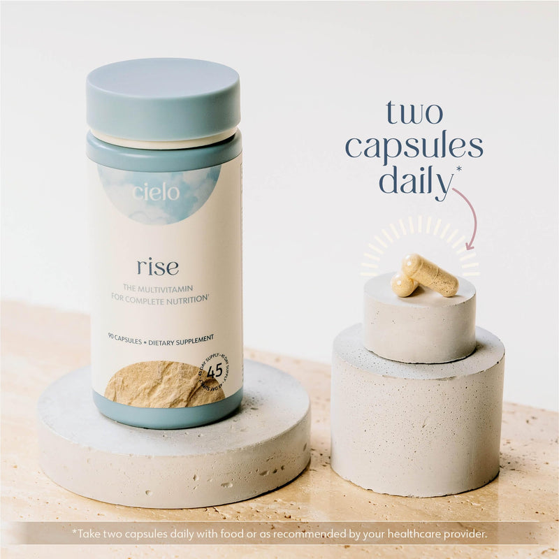 Cielo Rise Multivitamin for Women and Men - Vitamin A, C, D3, E K2, & More - Magnesium Glycinate, Citrate, and Malate for Digestive Support - Complete Daily Nutrition (45 Day Supply)