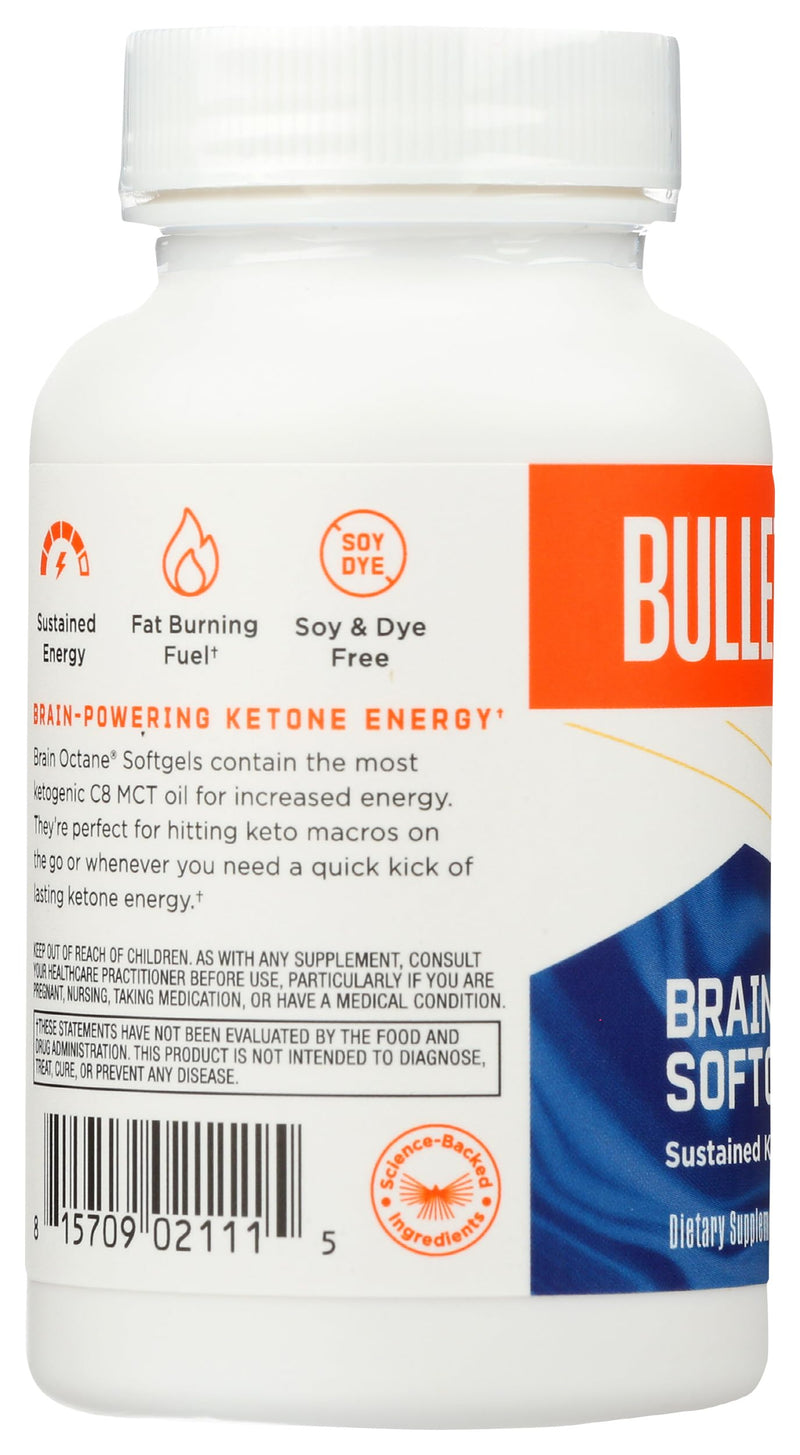 Bulletproof Brain Octane Softgels, 60 Count - 100% Pure C8 from Coconut | Pure C8 MCT Oil for Sustained Energy 60 Count (Pack of 1)