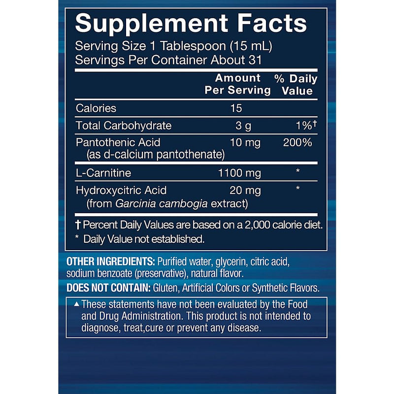 BodyTech L-Carnitine 1100mg - Supports Fat Metabolism, Energy Production & Muscle Recovery - Raspberry (16 fl oz)