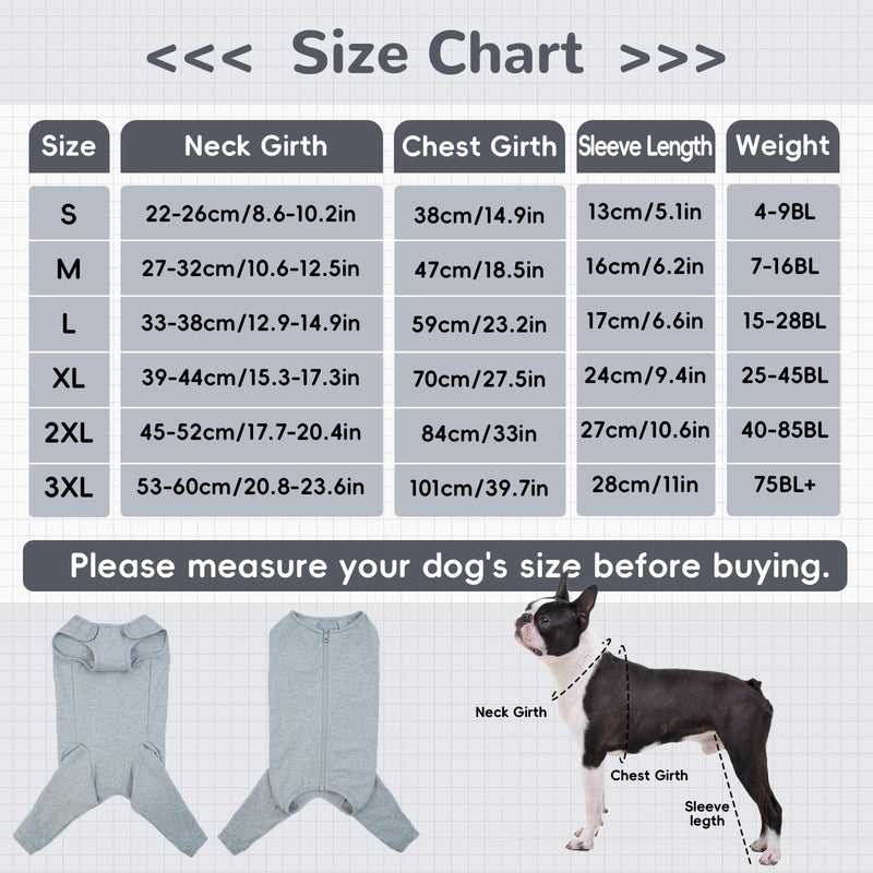 MHaustlie Dog recovery cover for hind legs, breathable dog surgical suit with zip, dog elbow bandages protection, E-collar and cone replacement against licking S grey - BeesActive Australia