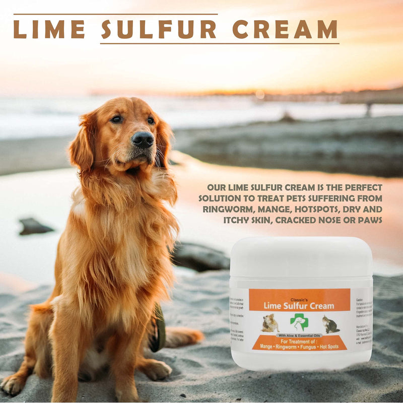 Lime Sulfur Pet Skin Cream (4 oz) - Pet Care for Itchy and Dry Skin - Safe Solution for Dog, Cat, Puppy, Kitten, Horse - PawsPlanet Australia