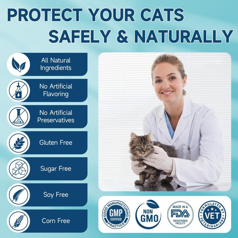 Flea Treatment for Cats, 200 Treats Flea and Tick Prevention for Cats Chewables, Natural Cat Flea and Tick Treatment Pills Daily Oral Flea Supplement, Kitten Cat Flea Treatment, Chicken Flavor - BeesActive Australia