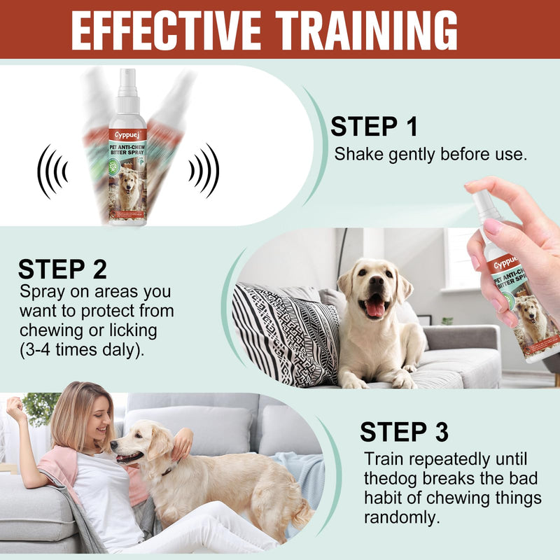 Bitter Apple Spray for Dogs - No Chew Spray for Dogs to Stop Chewing Furniture, Shoes, Cords & Wires | Anti Chew Spray for Dogs Training Aid, Alcohol-Free (4.06 Fl Oz) | anti chew spray dogs,stop chewing furniture spray