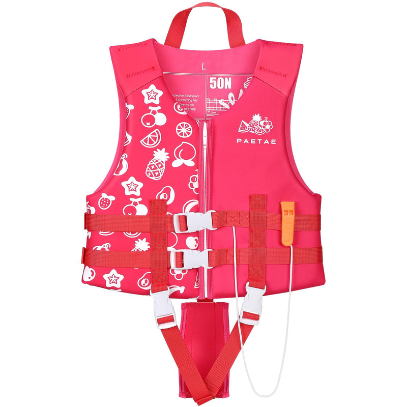 Toddler Swim Vest, Kids Pool Float Jacket Floaties, Child Swimming Pool Vest for Kids Toddler 18-77lb Pink Summer Large