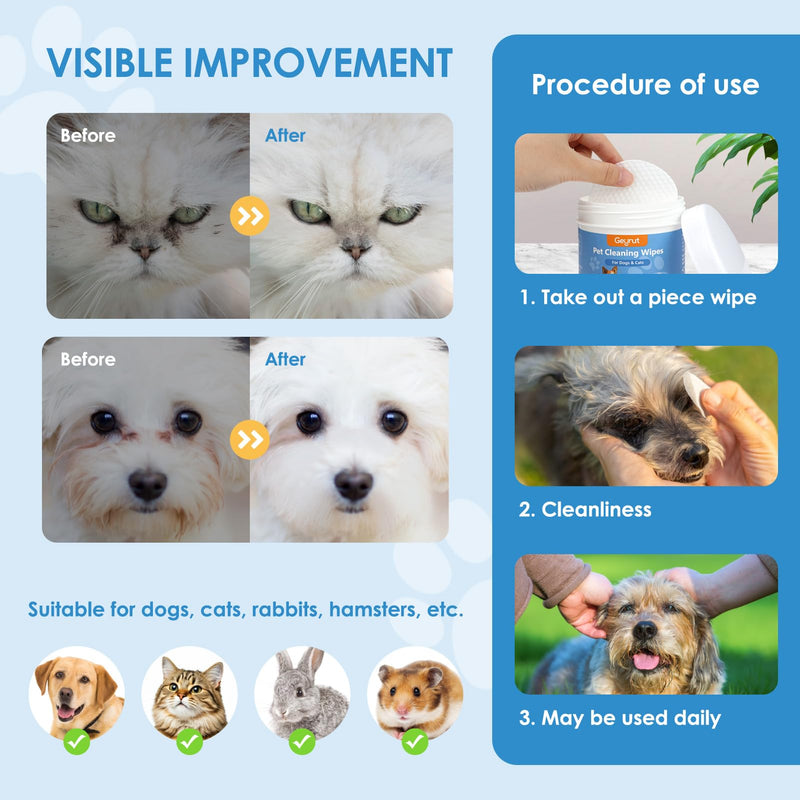 Pet Eye Wipes for Dogs & Cats 120PCS Dog Eye Wipes for Remove Eye Discharge and Crust Coconut Oil Non-Irritating Pet Cleaning Grooming Wipes for Eyes Face - BeesActive Australia