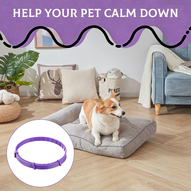 3 PCS Pheromone Dog Calming Collar with Lavender Relaxing Dog/Cat Collar Adjustable Anxiety Relief for Prts Stress, Separation, Noise, Thunderstorms, Fireworks, Travel (Purple) Purple, 3 PCS