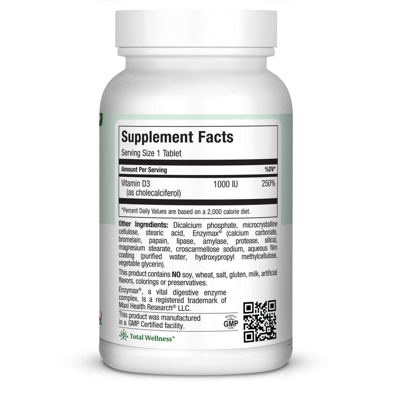 Maxi-Health Vitamin D3 1000 IU - for Healthy Muscle Function, Bone Health and Immune Support – 360 Tablets – Best Kosher Supplement for Adults | Kosher | Vitamin D Immune Support Supplement | Calcium Absorption, Bone, Teeth & Muscle Support | Non-GMO |...