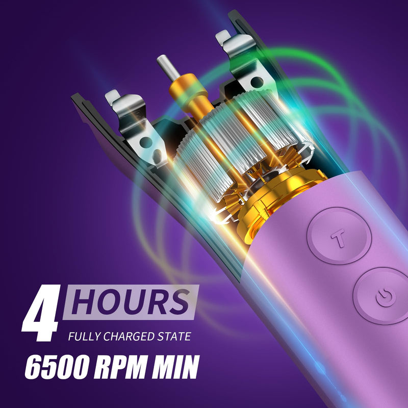 Professional Animal Pet Dog Cat and Horse Cordless Hair Clipper Grooming Kit with 5 in 1 Blade Low Noise & High Power Rechargeable Cordless Pet Grooming Clipper for Thick Heavy Coats -Purple Purple - BeesActive Australia