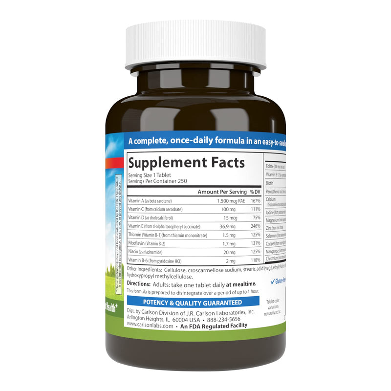 Carlson Mini-Multi, Small Multivitamin Tablets, 250 Mini Tablets | Vitamins & Minerals; Optimal Wellness; Mini Multivitamins; Multivitamin Mini Tabs; Easy to Swallow