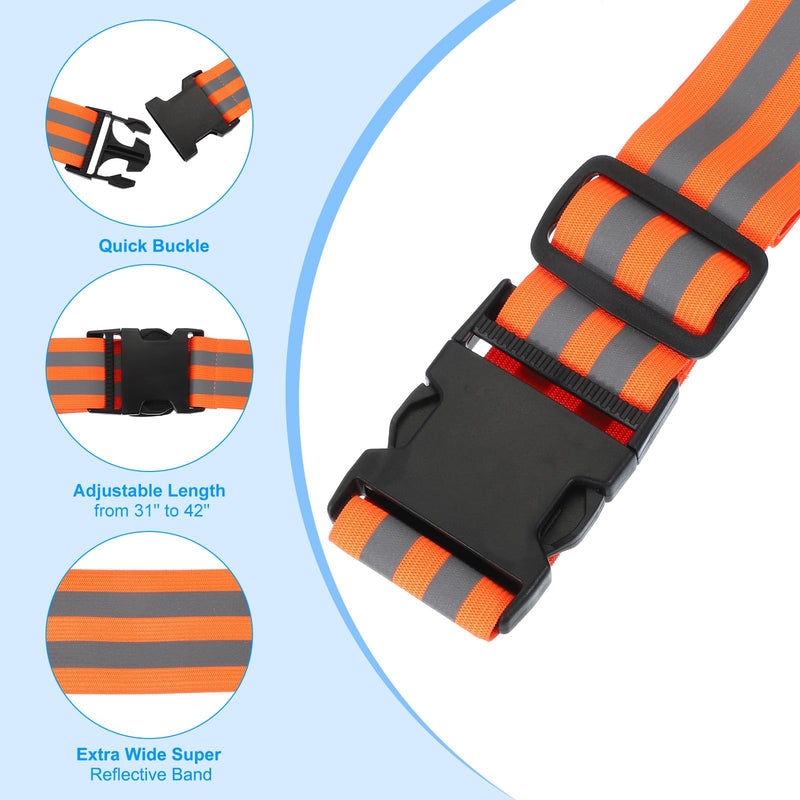PATIKIL Adjustable Reflective Running Belt, Glow Pt Belt Sash for Cycling Red-Orange 1.9 Inch