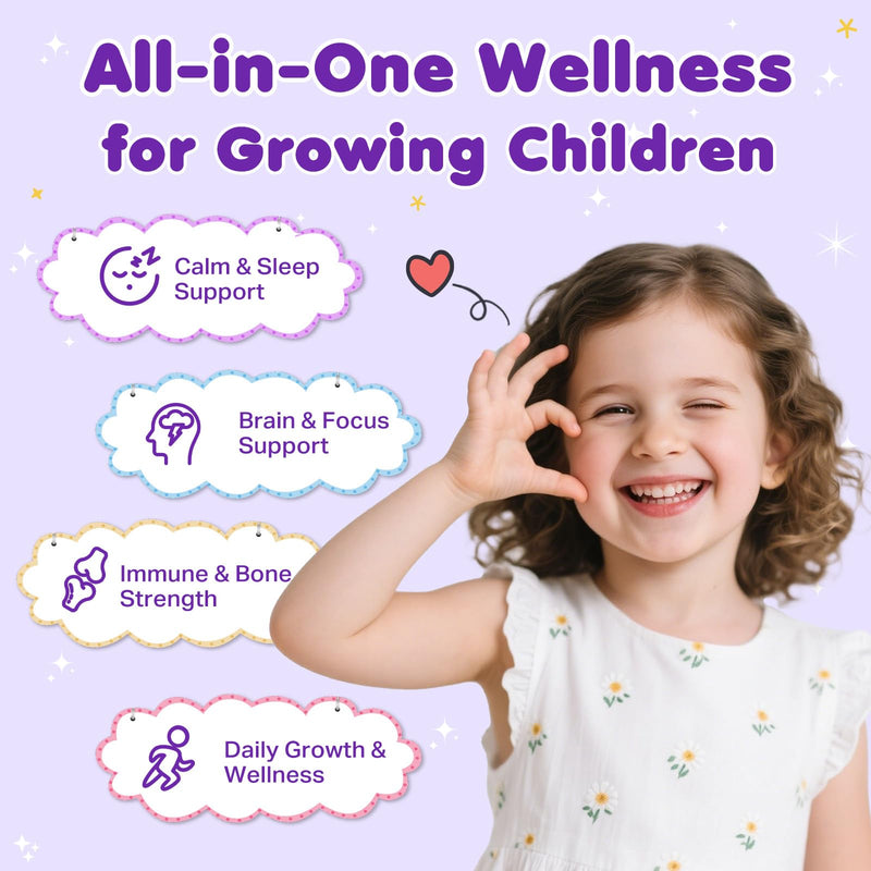 2 Pack Magnesium Glycinate Liquid for Kids - Magnesium Bisglycinate Drops with L-Theanine, Chamomile & Vitamin B6, B12, C, D3 for Sleep, Relaxation, Immune Support, Calm & Focus - 4 Fl Oz, Mixed Berry 2 Fl Oz (Pack of 2)