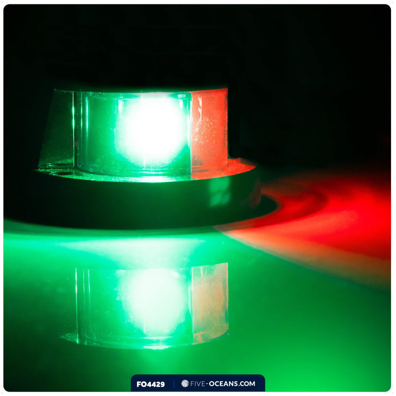 Five Oceans LED Boat Navigation Lights - Red & Green Bi-Color Bow Light, Horizontal Mount, 12V, USCG Compliant, 2NM Range for Pontoon & Fishing Boats - FO4429 Chrome-plated zinc Housing - BeesActive Australia
