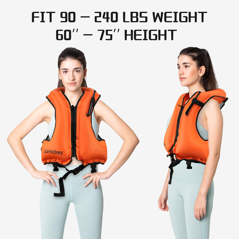 Snorkel Vest for Adults, Inflatable Snorkeling Vest for Men & Women, Portable Swim Jacket & Buoyancy Vest for Snorkeling, Swimming, Kayaking, Boating green