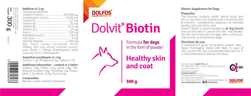 Dolvit Biotin 300g Vitamins Minerals Healthy Skin and Shiny Coat for Dogs