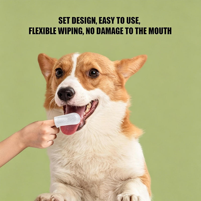 Natural Pet Dental Finger Wipes for Dogs & Cats, Teeth Cleaning Wipes for Fresh Breath - No Brushing Oral Care, 1 Box (50 Count)