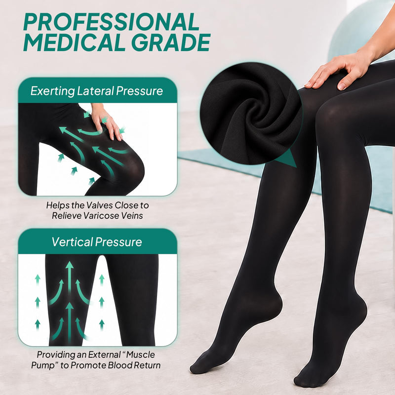 Compression Pantyhose for Women 20-30mmhg Closed Toe for Edema Black X-Large