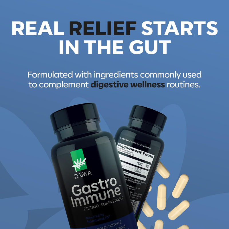 Daiwa GastroImmune Gut Health and Immunity Supplement, 60 Capsules | Non-GMO, Protein-Based Formula, Digestive Wellness 30 Count (Pack of 1)