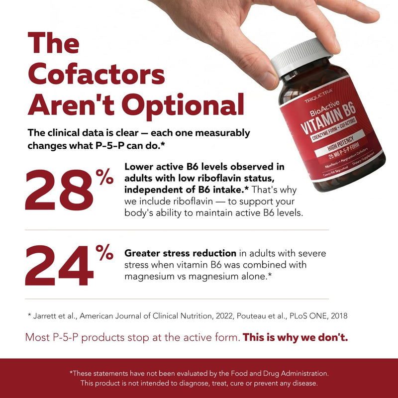 BioActive Vitamin B6 25mg Capsules - Active P-5-P Form for Mood, Energy & Cycle Support - Enhanced Absorption with Riboflavin & Magnesium - Clinical Strength, Non-GMO (60 Capsules - 2 month supply) 25 mg
