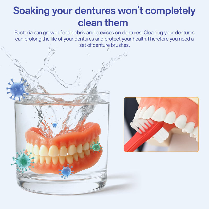 40Pcs Denture Brush, T-Shaped Denture Toothbrush Bulk, Dual Headed Firm Hard Bristle Toothbrush Denture Brushes for Cleaning Dentures,Denture Care (White & Turmeric & Red & Blue) - BeesActive Australia