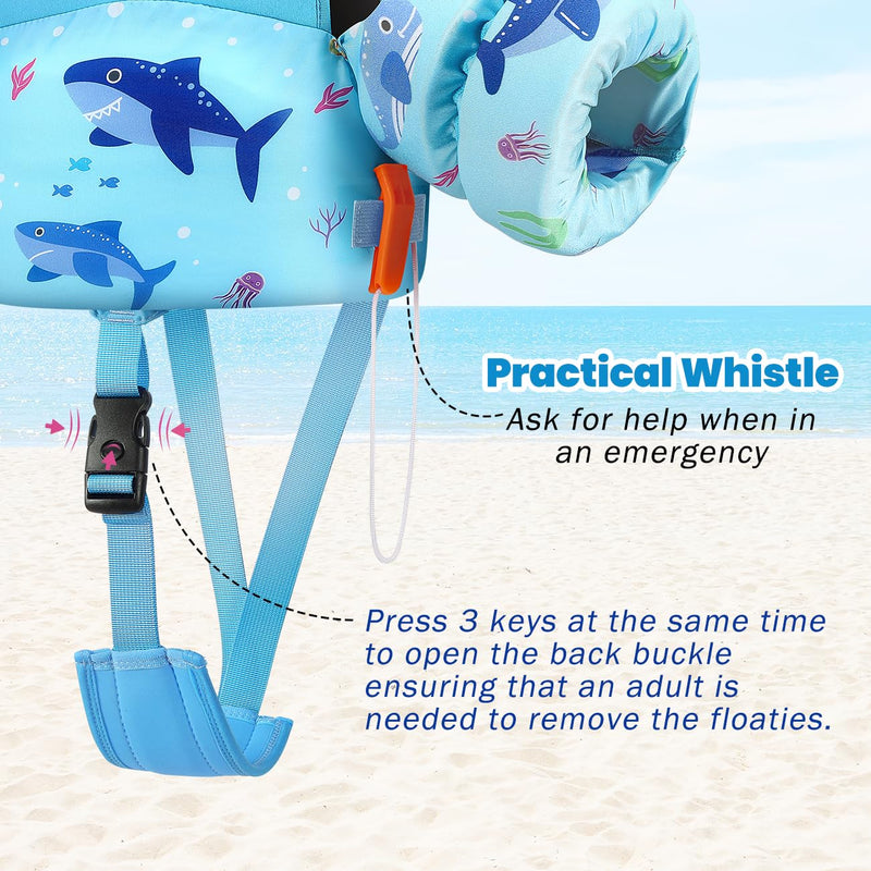 HeySplash Toddler Swim Vest, Toddler Floaties Fit 13-30 Lbs, Puddle Kids Jumper with Adjustable Strap, Pool Float Jacket Arm Floaties Baby Floatie Water Wing, Pool Sea Swimming Aid A-6-15kg Shark - BeesActive Australia
