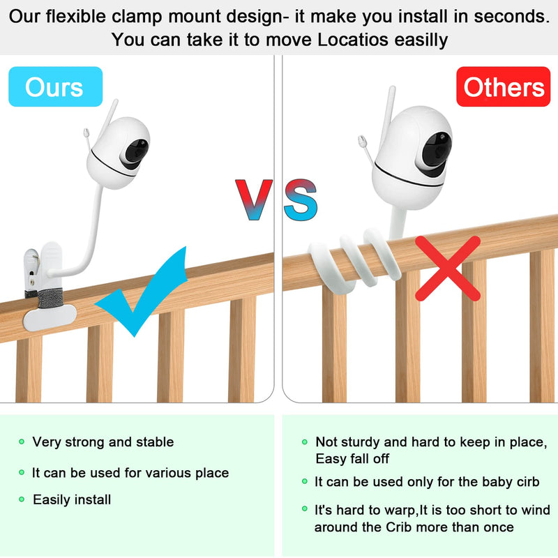 15.7 inches Baby Monitor Mount Compatible with HelloBaby HB65/HB6550/HB6550 pro/HB66/HB248,ANMEATE SM935E Baby Monitor Camera Flexible Clip Clamp Mount Long Gooseneck Arm - BeesActive Australia