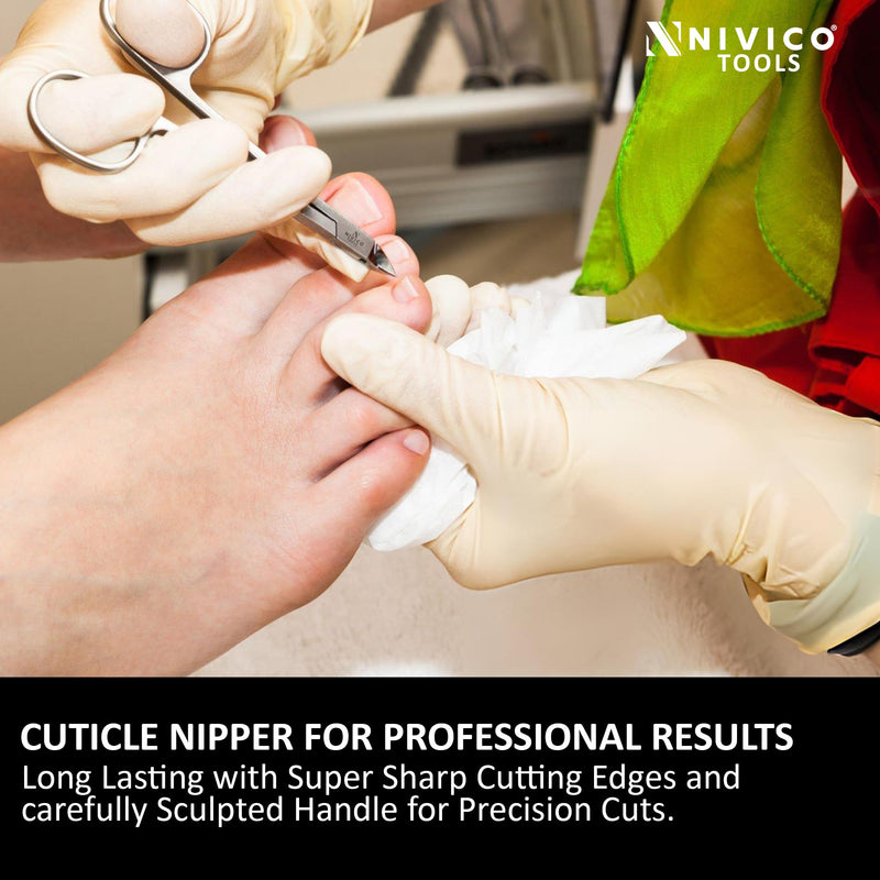 NIVICO Cuticle Nipper with Rings, 10cm, 5mm Tip, Cuticle Trimmer - Satin Finish Podiatry Cuticle Nippers for Manicure & Pedicure Professional Cuticle Remover Tool