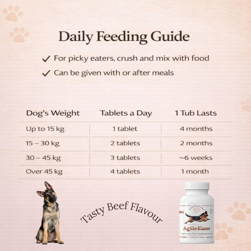 EQ K9 AgileEase Hip & Joint Supplements for Dogs (Senior & Adult), Advanced Joint Care with Glucosamine, MSM, Chondroitin & Green Lipped Mussel, Hyaluronic Acid Dog Joint Supplements,60Tablets 60