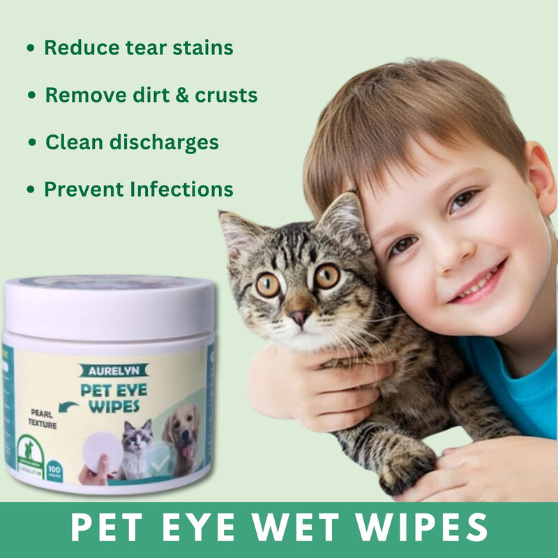 Pet Eye Wipes – 200 Cat & Dog Eye Wipes | Tear Stain Remover for Dogs Eyes | Disposable Pet Eyes Cleaning Pads to Remove Crust & Discharge | Perfect for Pets Daily Grooming Care Pack OF2