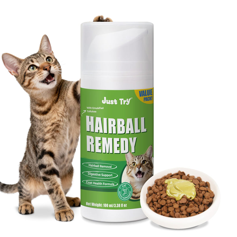 Just Try 3.38oz Cat Hairball Remedy Gel Chicken Flavor Paste Hairball Treatment for Cats Hairball Control Cat Supplements, Healthy Stomach & Shinny Skin