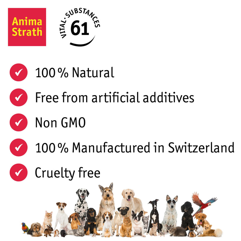 Anima Strath Chewable Tablets for Dogs & Cats - (80 Tablets) 61 Nutrients, Vitamins, Minerals, Amino Acids, Natural Immune System Canine Supplement for Digestion, Fur Coat & Skin 80 tablets