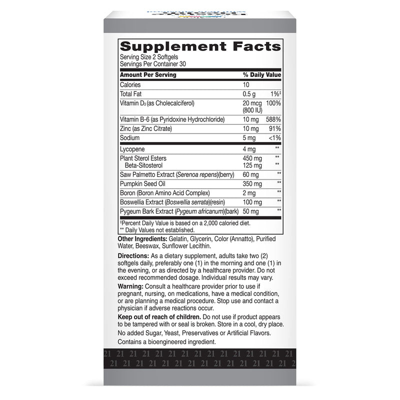 21st Century Prostate Health with Beta-Sitosterol 125mg, 60 Softgels | Prostate Health Supplement with Beta-Sitosterol 125 mg to Help Support Healthy Prostate, Bladder & Urinary Tract Function