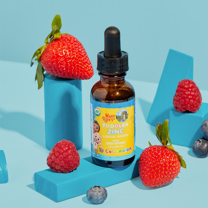 MaryRuth Organics Cocomelon Toddler Liquid Ionic Zinc | Sugar Free | USDA Organic | Kids Zinc Sulfate for Ages 1-3 | Immune Support Supplement for Children | Vegan | Non-GMO | Gluten Free | 1 Fl Oz - BeesActive Australia