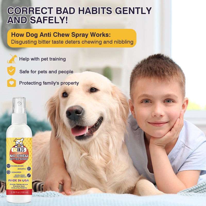 No Chew Spray for Dogs Cats Bitter Apple Spray for Puppy 10.14 Fl Oz Stop Dogs Cat from Chewing Furniture Spray Anti Licking for Dog Cat Yuck Bitter Spray Deterrent for Gentle on Skin Alcohol Free