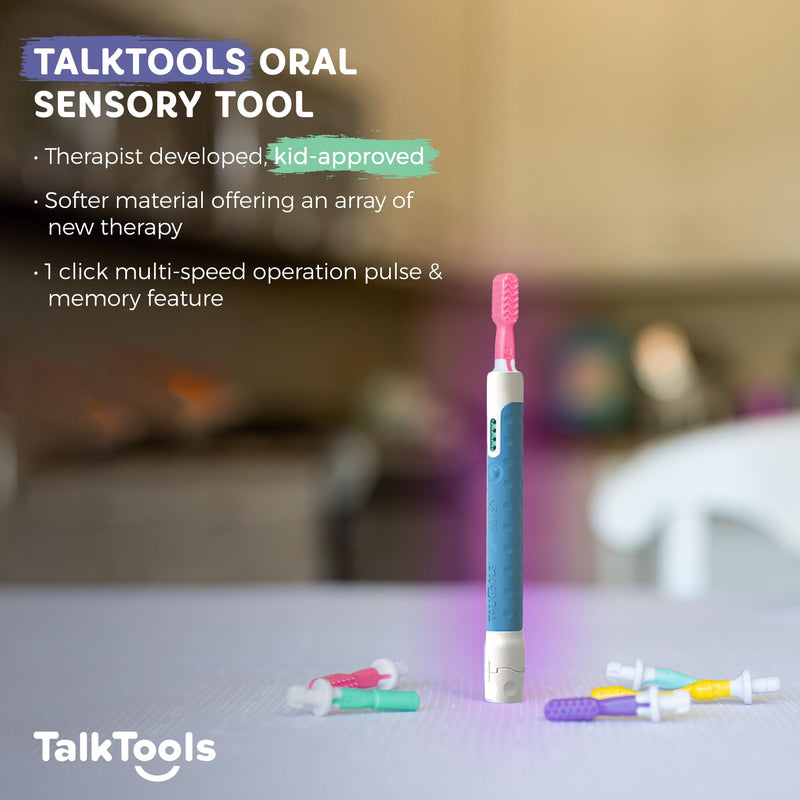 TalkTools Sensi Oral Sensory Therapy Tool with Soft Sensi Jaw Tips (Ocean Blue, 7 Tips Set - Ocean Blue) - BeesActive Australia