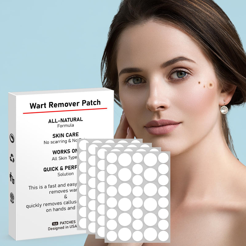 WABRINY Wart Remover Patches, Fast & Easy Operate Hydrocolloid Gel Waterproof Invisible Sticker, Skin Care Removal Patches, Friendly to New-User -CM White 144 Count (Pack of 1)