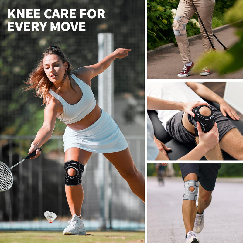 CAMBIVO Elite Motion Series Knee Brace for Women & Men with Side Stabilizers, Patella Knee Brace for Meniscus Tear, Knee Support for Knee Pain Relief, Running, Basketball, Workouts (Black, Large) Black - BeesActive Australia