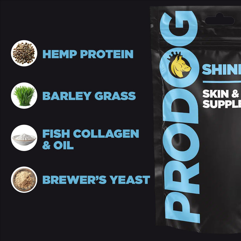 ProDog Shine Skin & Coat Conditioner Supplement for Dogs - Glossy Coats & Healthy Skin - Reduces Itching, Moulting & Odour - Supports Digestion, Immunity & Overall Well-Being (66 Servings) 200g - 66 Servings