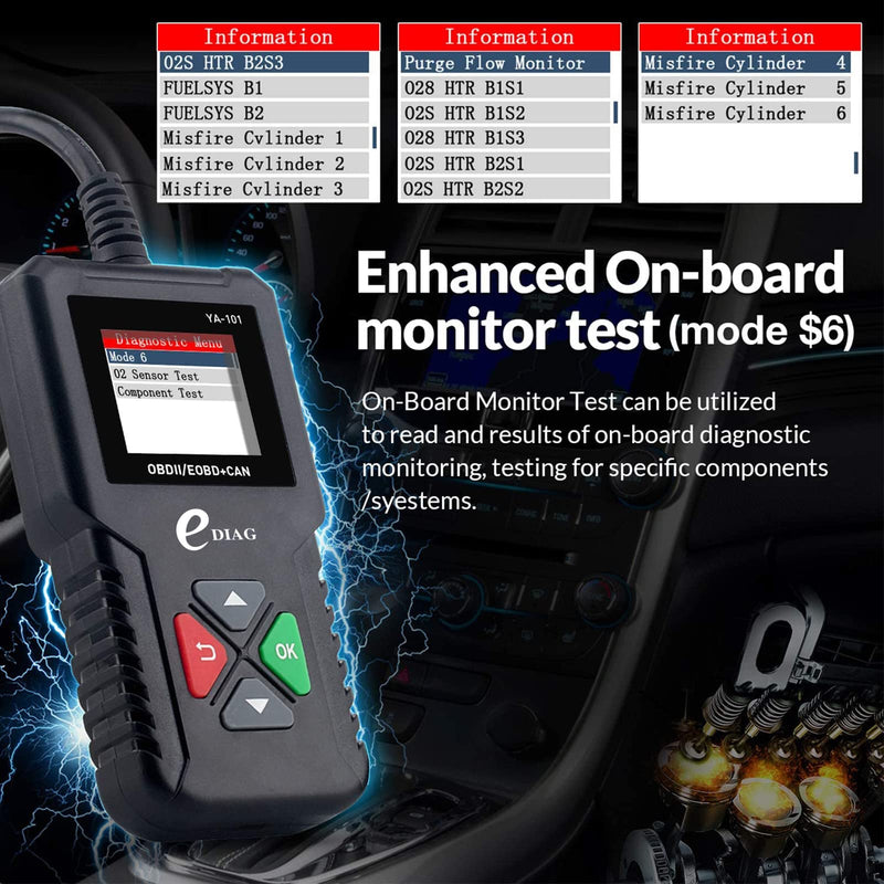 2026 Ver. EDIAG OBD2 Scanner YA-101 Auto Code Reader for Check Engine Light,O2 Sensor,EVAP Test,On-Board Monitor Test,Smog Check,OBD2 Diagnostic Scan Tool for All OBD2 Cars Since 1996-Upgrade Version EDIAG ya101 - BeesActive Australia