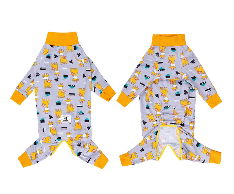 BT Bear Large Dog Clothes, Elastic Pet Onesie Protect Joints Anti-Hair Anti Licking, Wound Protection Pet Pajamas Dog Jumpsuit for Medium Large Dogs (XXXL, Gray Giraffe) XXX-Large - BeesActive Australia