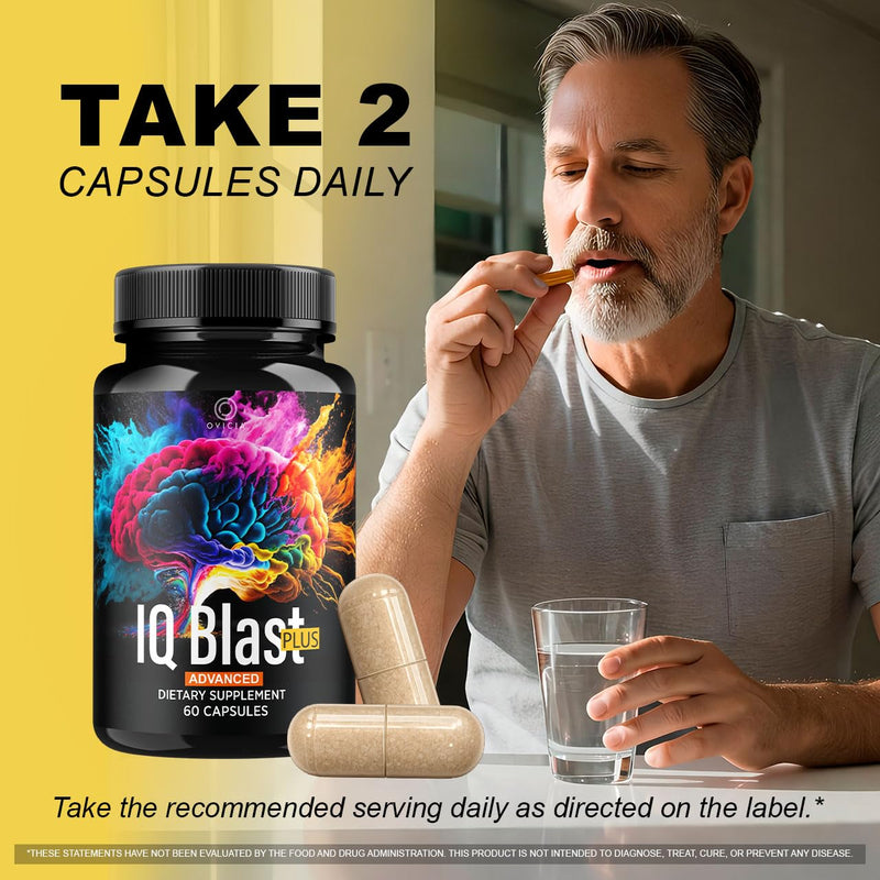 (3 Pack) IQ Blast Plus - IQBlast Plus Capsules Support Advanced Formula Reviews, IQBlastPlus Pills Natural Ingredients Memory Support Daily Vitamins for Health and Wellness, 180 Capsules for 3 Months