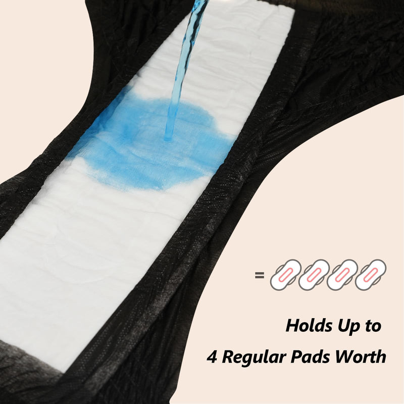 MOLLIS Disposable Period Underwear for Women, Postpartum Panties, Maternity Knickers Heavy Flow Leak Proof, Black,Large/XLarge, 8 Count Large/Xlarge