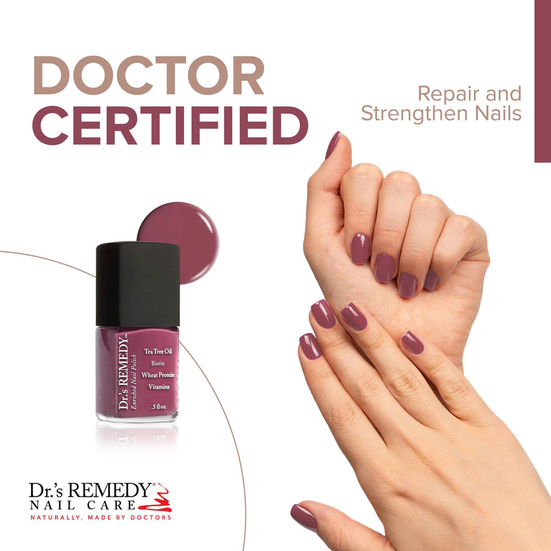 Dr.'s Remedy Enriched Nail Polish, Brave Berry With Base Coat Set 0.5 Fluid Oz Each Brave Berry with Total Two In One