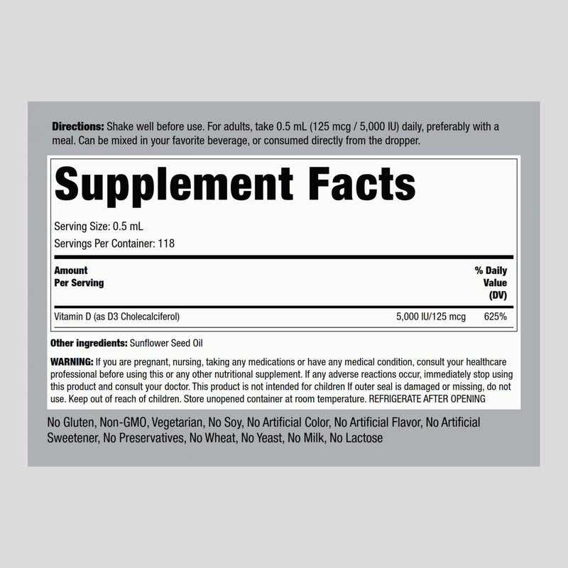 Piping Rock VIT D Liquid | D Supplement for Women and Men | Vegetarian, Non-GMO, Gluten Free